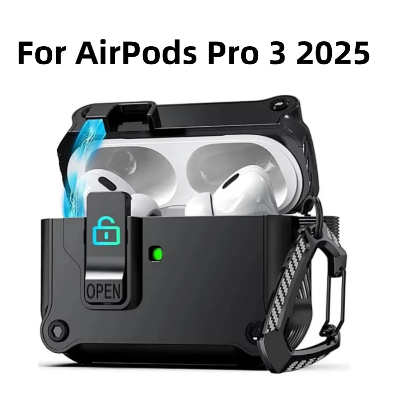 Security Lock Cover for AirPods Pro 3 2025 Pro 3rd Gen 2025 Headphone Fundas With Hook
