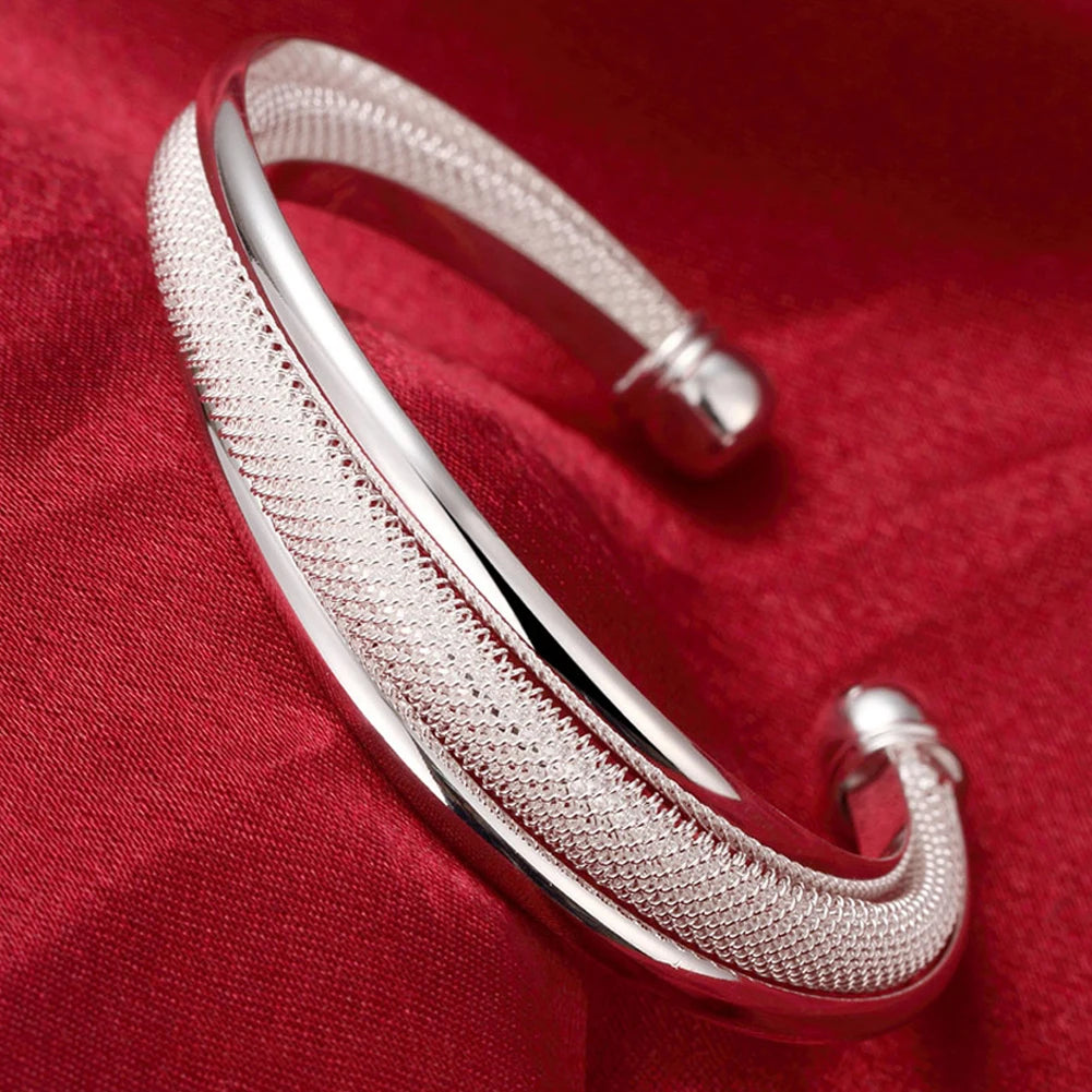 Trendy 925 Sterling Silver Bracelet Fashion Jewelry Adjustment Cuff