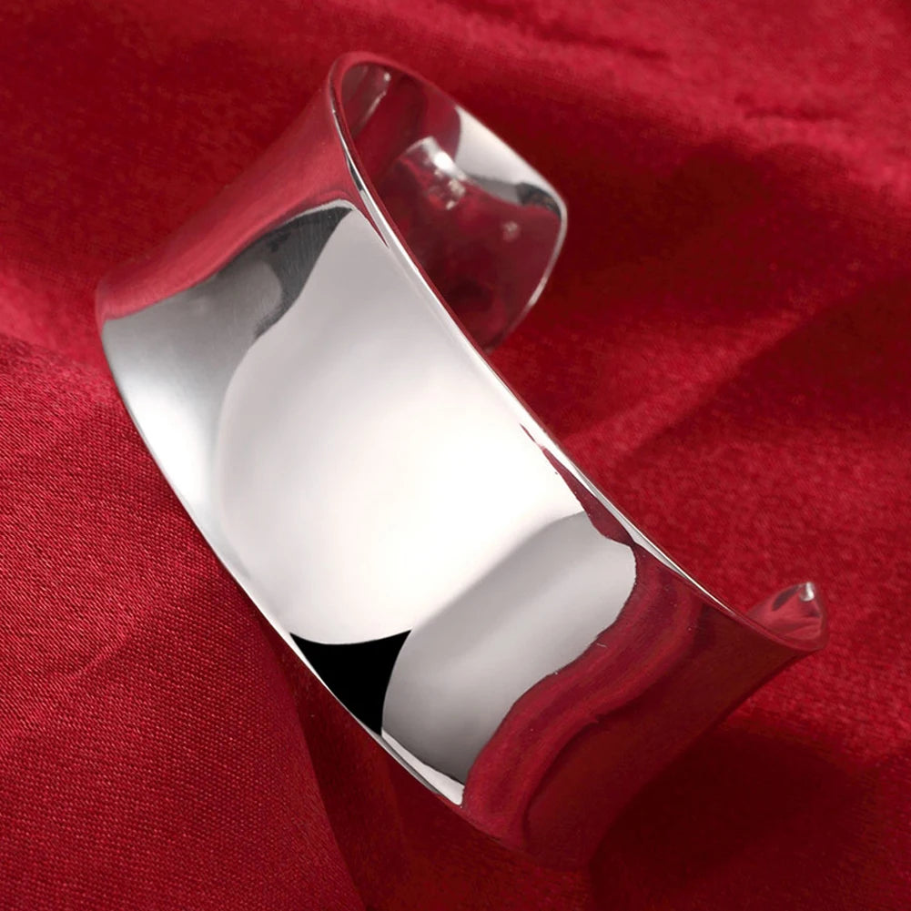 Trendy 925 Sterling Silver Bracelet Fashion Jewelry Adjustment Cuff