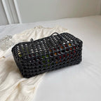 LEFTSIDE Small Solid Color Weave Tote Bags Shoulder Bag Handbags