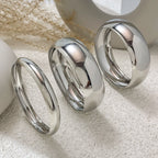 KunJoe 3Pcs Set Smooth Round Big Bangles Punk Heavy Metal 6.5cm Wide Bracelets