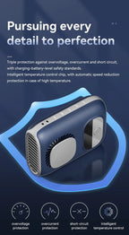 3CM Thin Tiny Portable Waist Fan 4000mAh Clip On Personal Neck Fan LED 12H 5 Speeds 10500RPM Strong Airflow with Lanyard