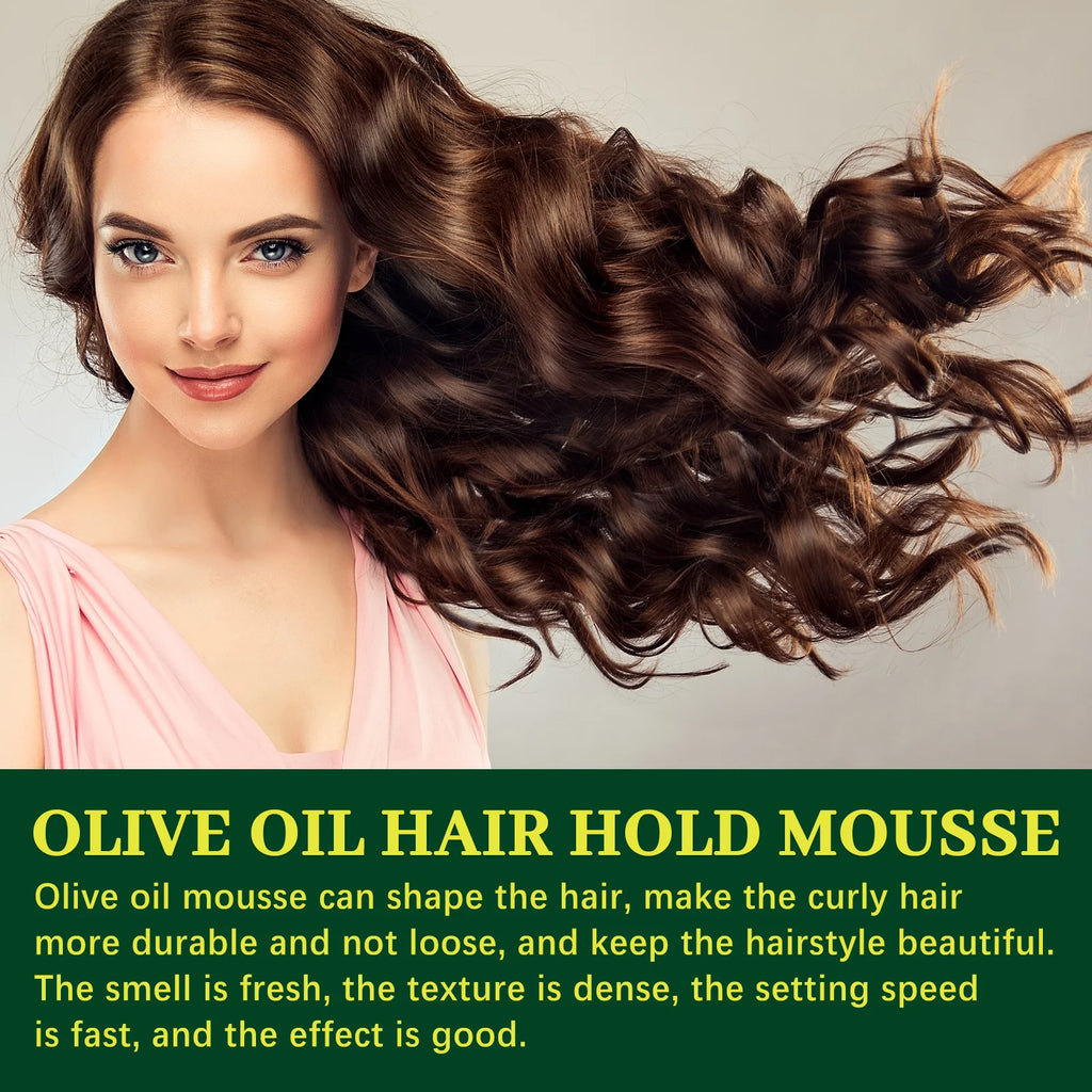 Olive Oil Hair Styling Mousse Long Lasting Reduces Frizz Prevents Breakage Maintains Curls