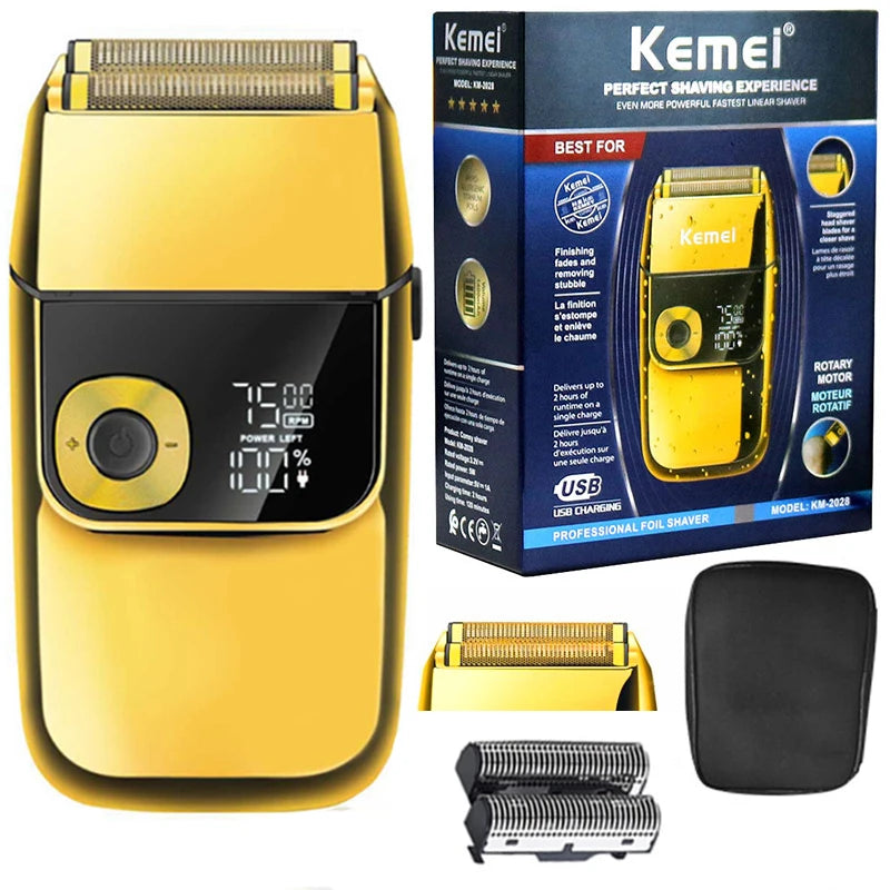 Kemei 2028 Barber Professional Beard Hair Shaver For Men Electric Rechargeable