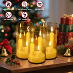 Flameless 3 in 1 LED Taper Candles with 15CM Battery Operated Flickering Electric Window Candles for Christmas Wedding
