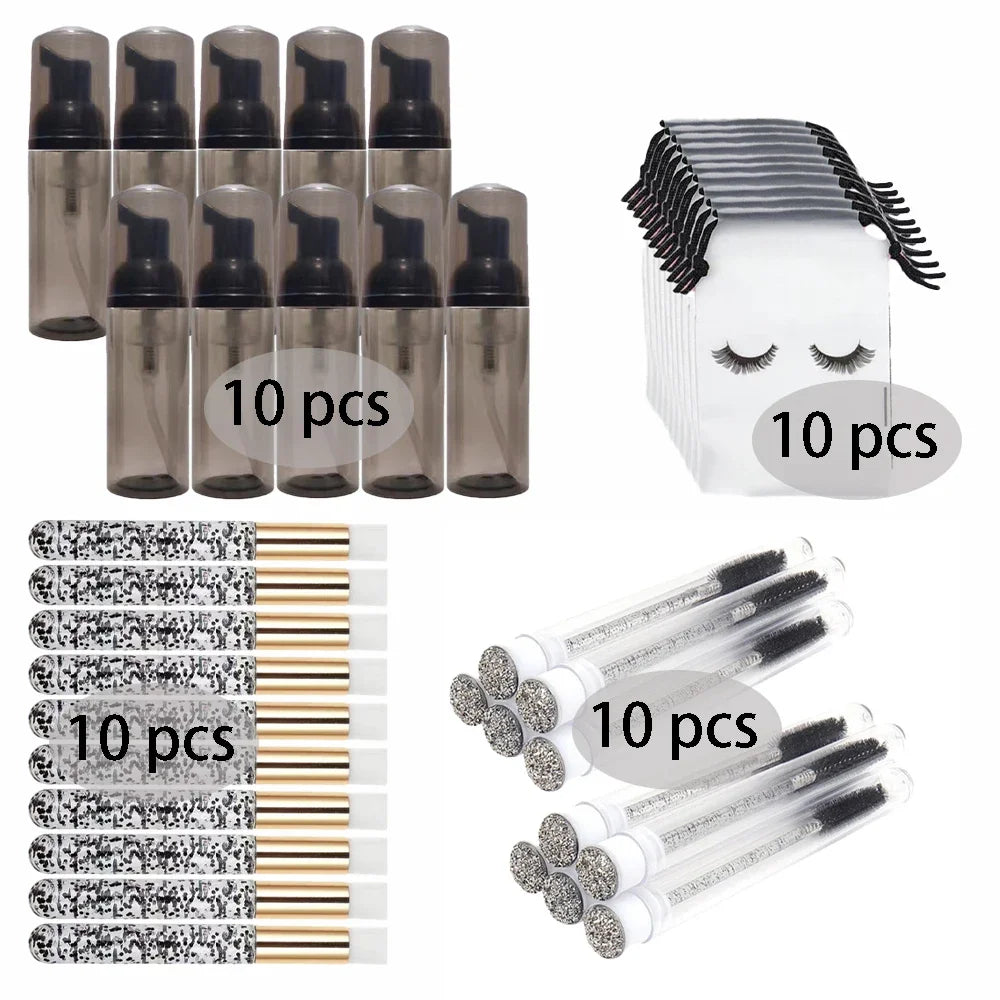 20/40PCS Suit 60ML Empty Pump Bottle Eyelash Shampoo Tool Travel Foam Dispenser Bottle Plastic Cleanser Soap Care