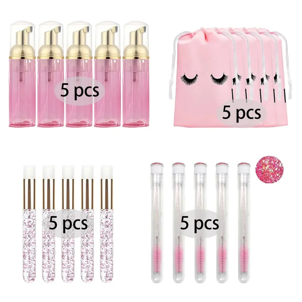 20/40PCS Suit 60ML Empty Pump Bottle Eyelash Shampoo Tool Travel Foam Dispenser Bottle Plastic Cleanser Soap Care