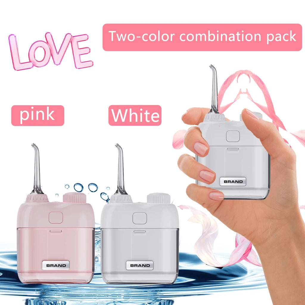 YUESI Portable Water Flosser Travel Mini Dental Irrigator 2 Nozzles 4 Modes Continuous Flow Plaque Busting Teeth Cleaning