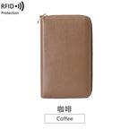 RFID Anti-Theft Cowhide Leather Wallet Brush Head Layer Large Capacity