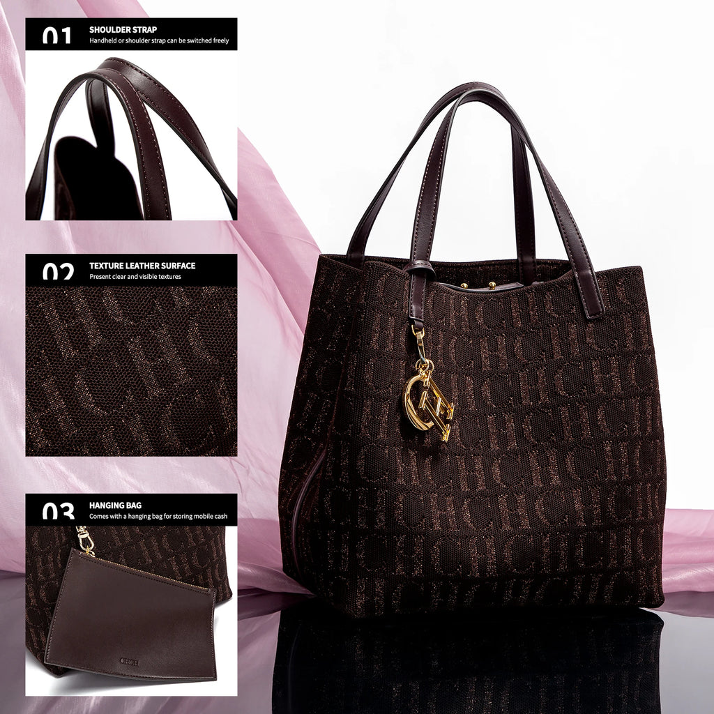Fashion New Solid Color Women's Bucket Bag Large Capacity Letter Design Small Card Bag Accessories Handbag