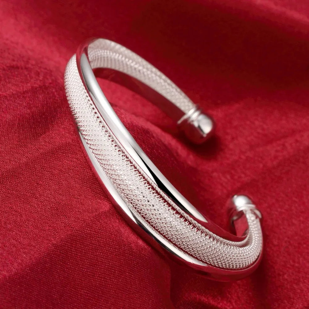 Trendy 925 Sterling Silver Bracelet Fashion Jewelry Adjustment Cuff