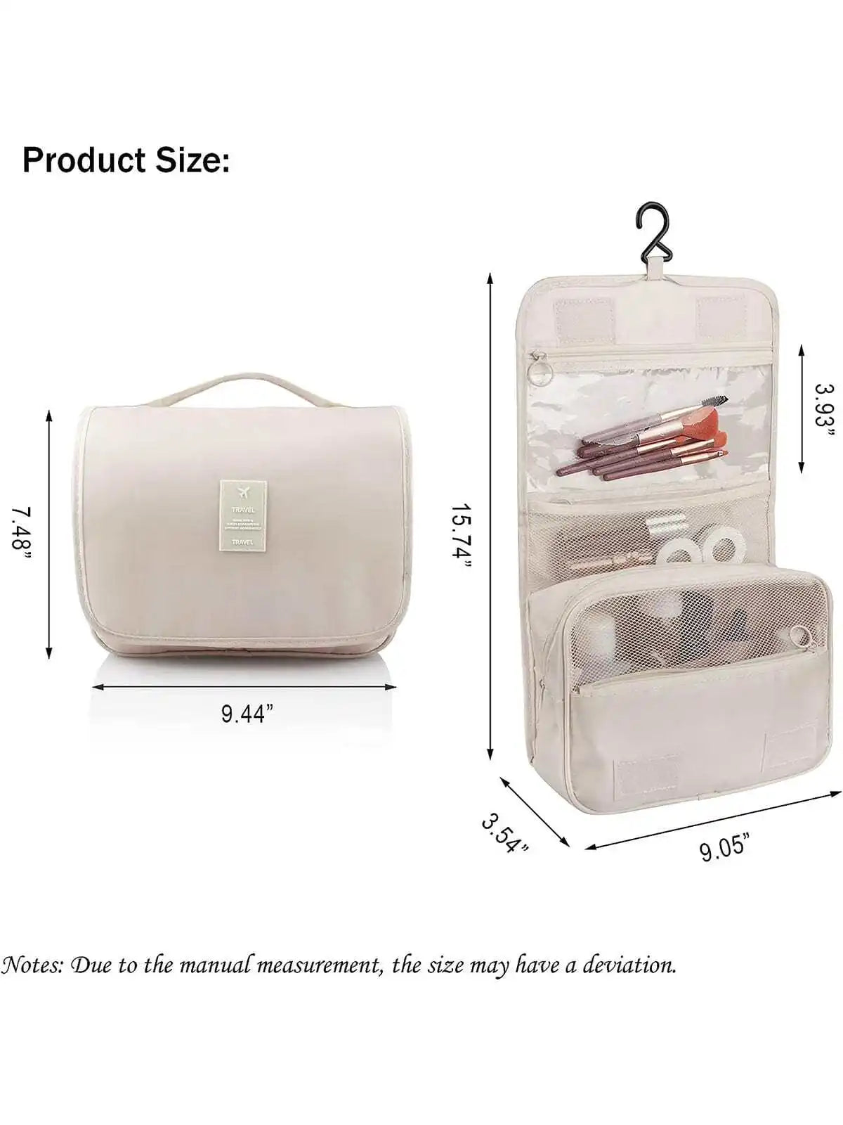 Travel Makeup Bag Waterproof Toiletries Organizer Hook Wash Storage