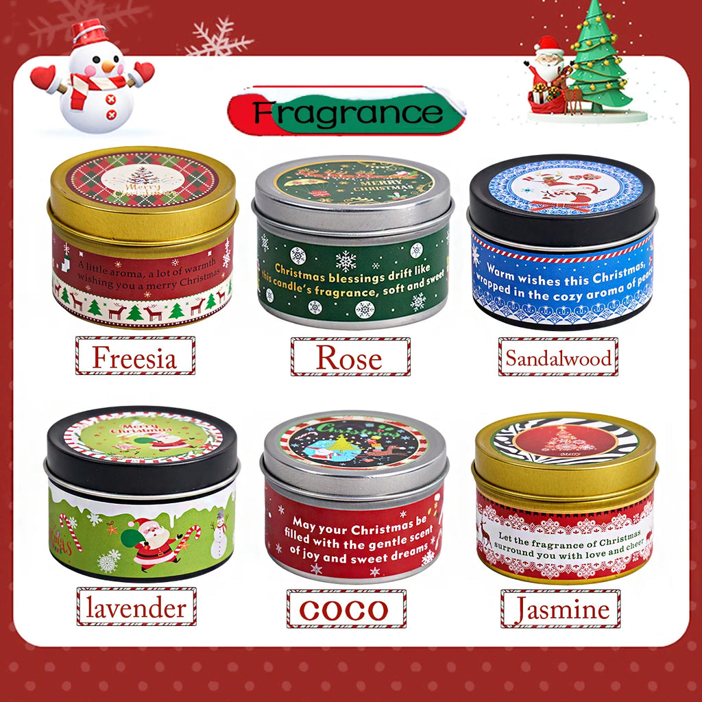 Christmas Scented Candle Set Gift Smokeless Aromatherapy Stonedried Flower Soy Wax