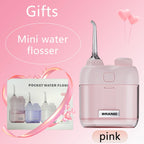 YUESI Portable Water Flosser Travel Mini Dental Irrigator 2 Nozzles 4 Modes Continuous Flow Plaque Busting Teeth Cleaning