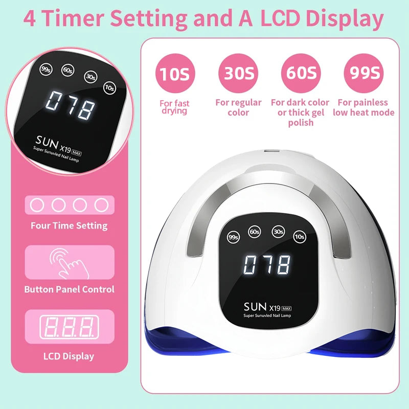 320W Professional Nail Dryer For Manicure Powerful UV Gel Lamp 72 LEDS UV Gel Varnish LCD Display Nail Salon Equipment