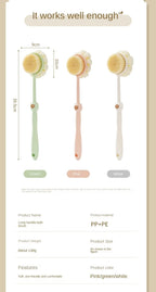 Two Sided Shower Body Brush Silicone Long Handle Back Body Exfoliating