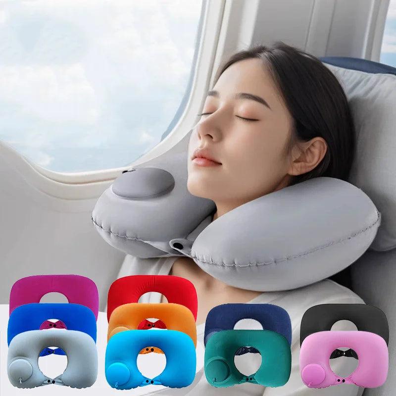 Travel Neck Pillow Inflatable Airplane U-shaped Cervical Orthopedic Portable Foldable