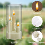 Flameless 3 in 1 LED Taper Candles with 15CM Battery Operated Flickering Electric Window Candles for Christmas Wedding