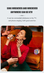K12 Karaoke Machine 1/2 Wireless Microphones Portable 5.3 PA Bluetooth Speaker System RGB Lights Audio Home KTV