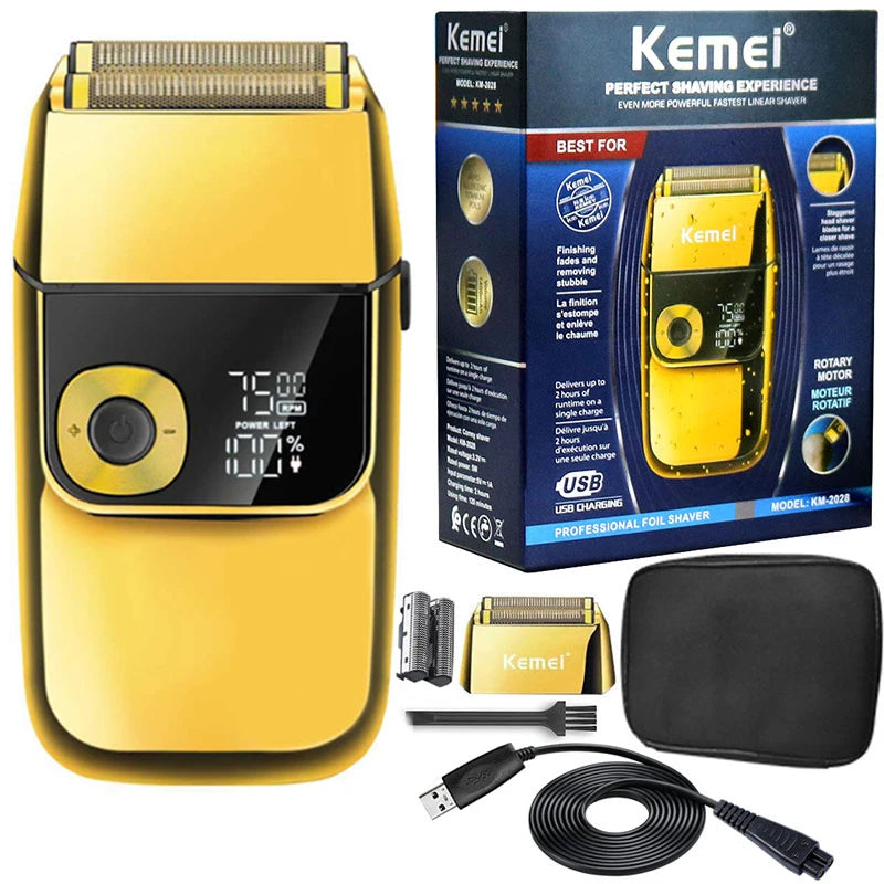 Kemei 2028 Barber Professional Beard Hair Shaver For Men Electric Rechargeable