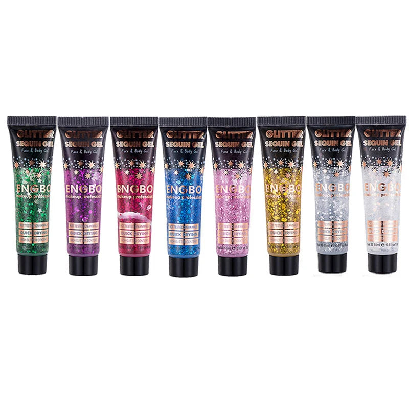 8 colors body glitter face gel hair self-adhesive cosmetic suitable for stage makeup