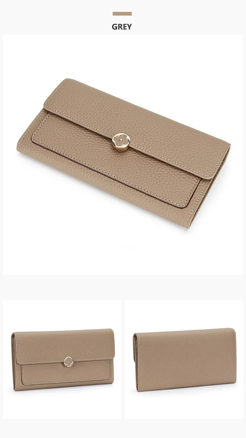 Women's Wallet Full Leather Long Wallet First Layer Cowhide Leather Clutch