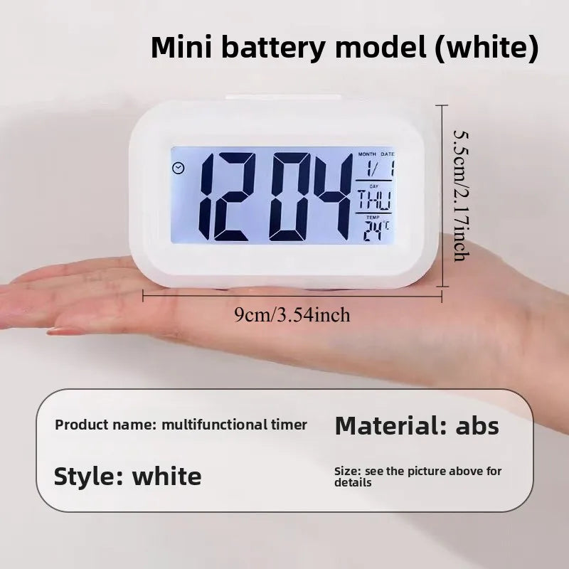 Alarm Clock Digital LED Electronic Backlight Snooze Calendar Home Office Desktop Screen Display Watch