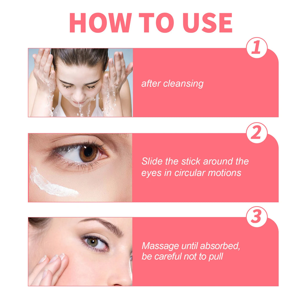 Retinol Eye Cream Stick Dark Circles Anti-Puffiness Smooth Brightening Moisturizing Firming Under Eye Treatment