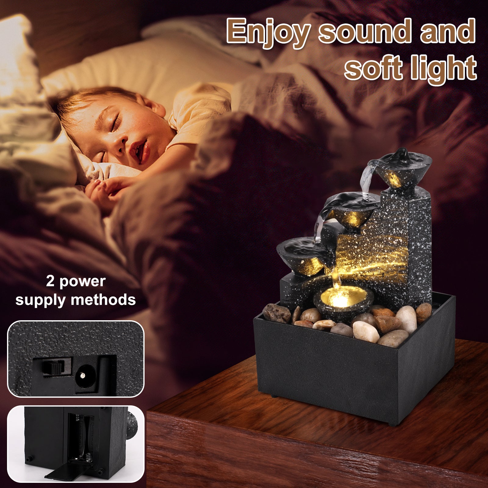 Desktop Waterfall Decoration Flowing Water Small Living Room Office Tabletop Fountain
