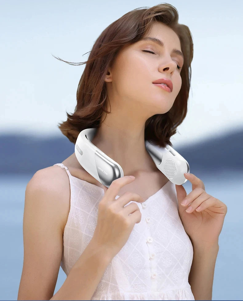 Xiaomi Portable Neck Fan 10000mAh Mini Bladeless Silent USB Rechargeable LED Digital Display 5th Gear Air Cooler