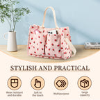 Tote Bag Cute Strawberry Patched Purse Women Fabric Large Capacity Purse Adjustable Shoulder