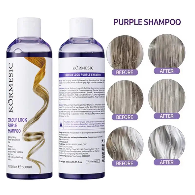 Professional Purple Shampoo Yellow Removal Post Dyeing Gray Hair Bleached Highlighted Revitalize 300ml