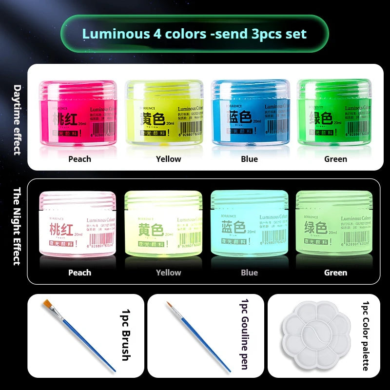 Glow-in-the-dark 20ml Fluorescent Acrylic Pigment