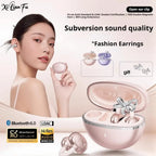 Clip-On Earbuds Wireless Bluetooth 5.4 Comfortable Open Ear Headphones with Aurora Earrings 50h Play Christmas Gifts