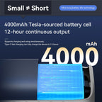 3CM Thin Tiny Portable Waist Fan 4000mAh Clip On Personal Neck Fan LED 12H 5 Speeds 10500RPM Strong Airflow with Lanyard