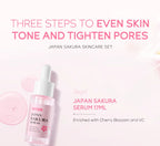 3pcs set LAIKOU Skin Care Vitamin C Sakura Snail Essence Serum Eye Face Cream Moisturizer Travel Size