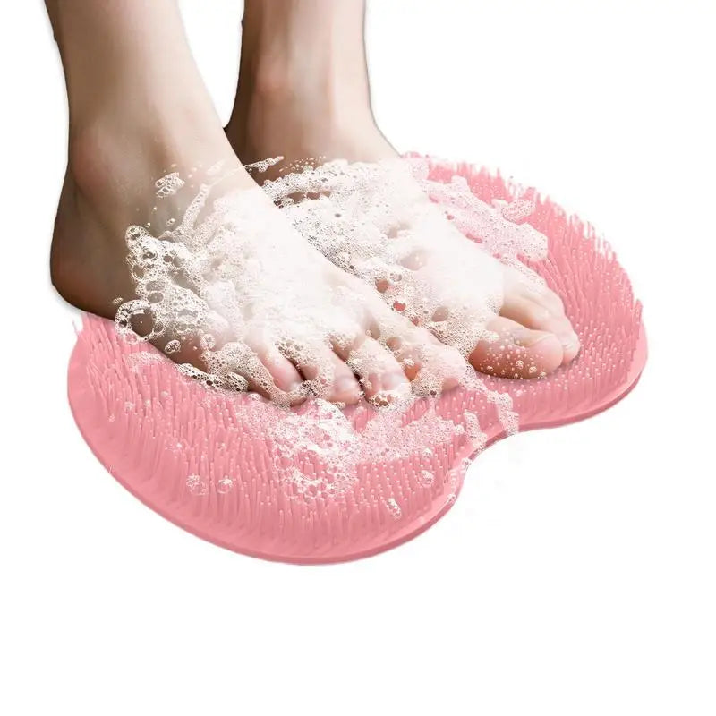 Scrubber Shower Massage Pad Silicone Wall Mounted Back Reusable Cleaning Brush Feet Washer Mat