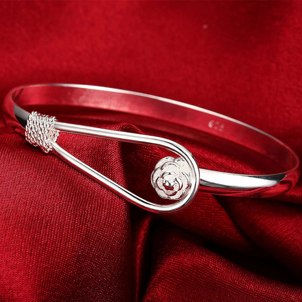 Trendy 925 Sterling Silver Bracelet Fashion Jewelry Adjustment Cuff