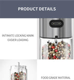 Salt And Pepper Grinder With Adjustable Coarseness Refillable Battery Powered Kitchen Set