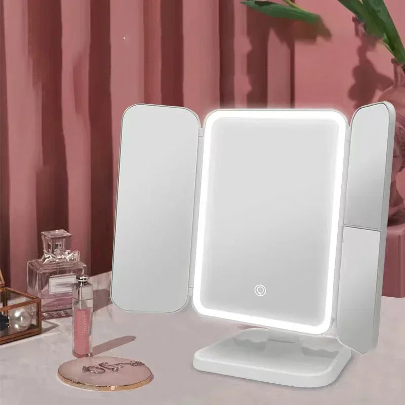 Trifold Makeup Mirror LED Lights Trifold