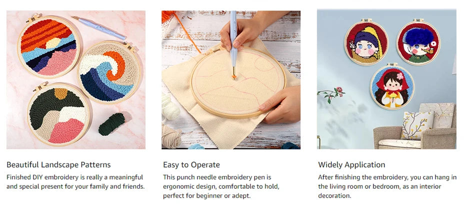 Punch Needle Kits for Beginners Adults Embroidery Starter Craft Tools Ocean Life Theme DIY Wall Art Gift for Women