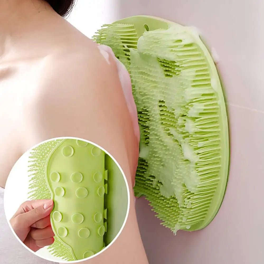 Scrubber Shower Massage Pad Silicone Wall Mounted Back Reusable Cleaning Brush Feet Washer Mat