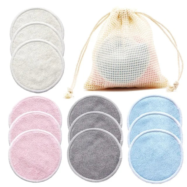 12PC Reusable Round Cotton Pads Makeup Remover Washable Round Bamboo Nursing