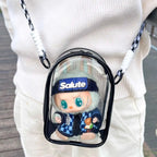 Labubu Protect Case Sitting Party 15cm Cotton Doll Shoulder Bag PVC Storage