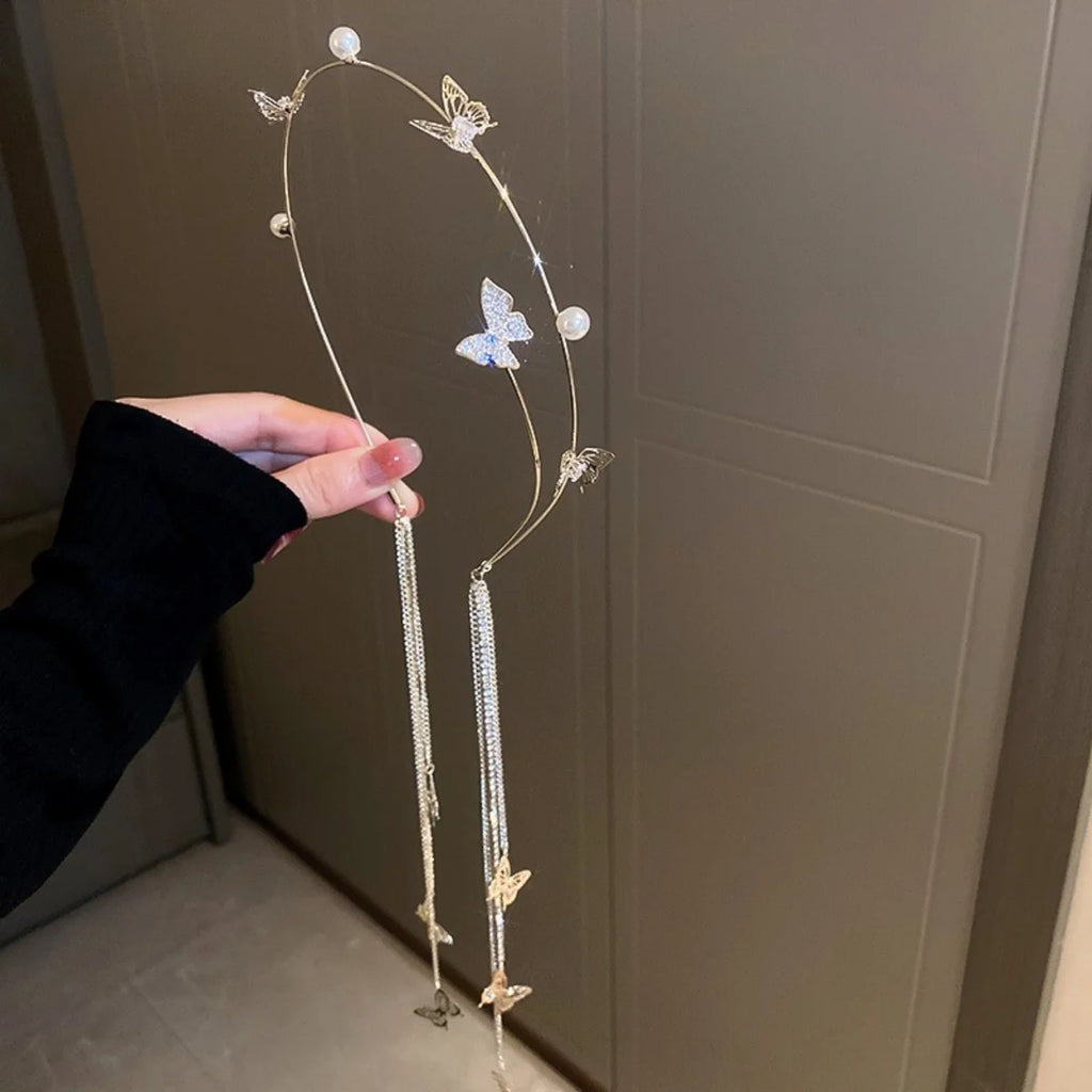 Glitter Girls Rhinestone Headband Butterfly Tassel Hair Accessories