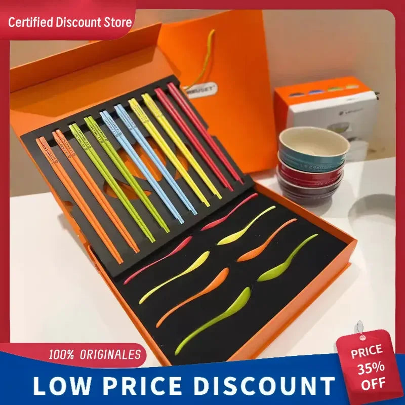 LE CREUSET Rainbow Ceramic Chopsticks Set Gift Box Colorful Tableware Kitchen Dining Accessories