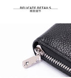 RFID Anti-Theft Cowhide Leather Wallet Brush Head Layer Large Capacity