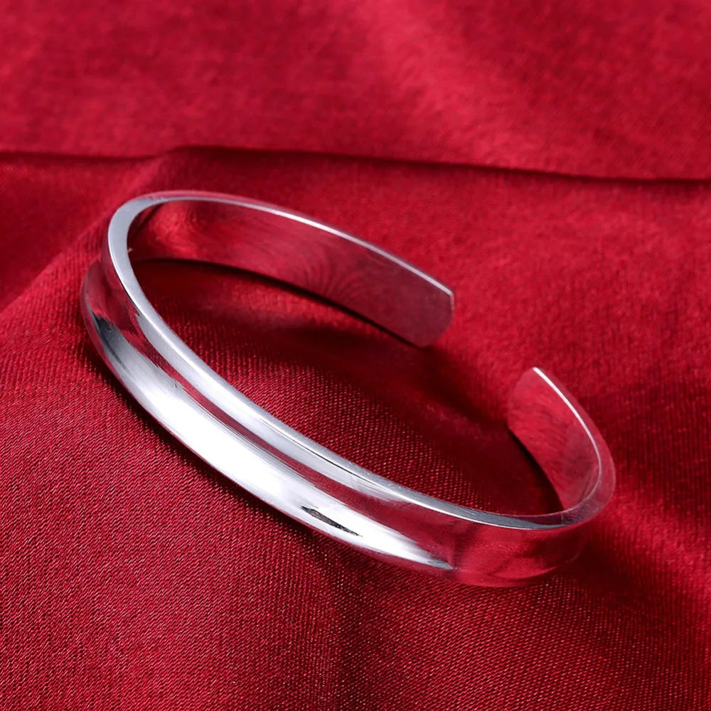 Trendy 925 Sterling Silver Bracelet Fashion Jewelry Adjustment Cuff