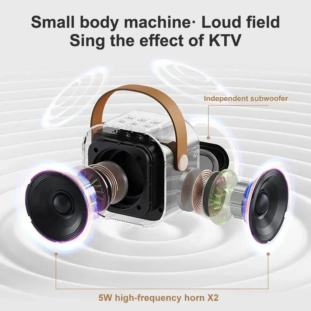 K12 Karaoke Machine 1/2 Wireless Microphones Portable 5.3 PA Bluetooth Speaker System RGB Lights Audio Home KTV