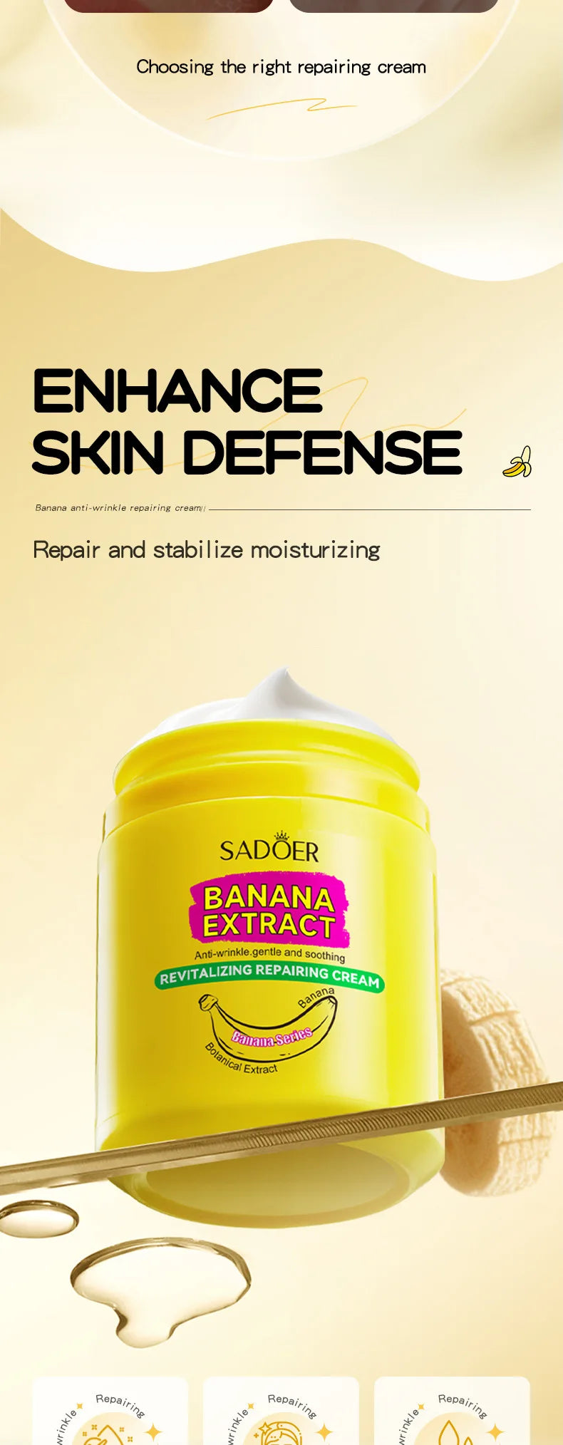 SADOER Banana Skin Brightening Cream Moisturizing Facial Hydrating Face Beauty Skin Care Products